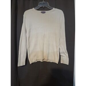 Laura Scott White Ribbed Sweater, Cable Knit Top, Women's Size Small,‎ Knitwear
